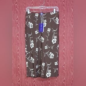 RALPH LAUREN PURPLE LABEL Brown Floral Midi Skirt Size 4
